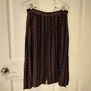 Vintage Stradivarius Cottagecore Geometric Patterned Skirt - Black and Brown